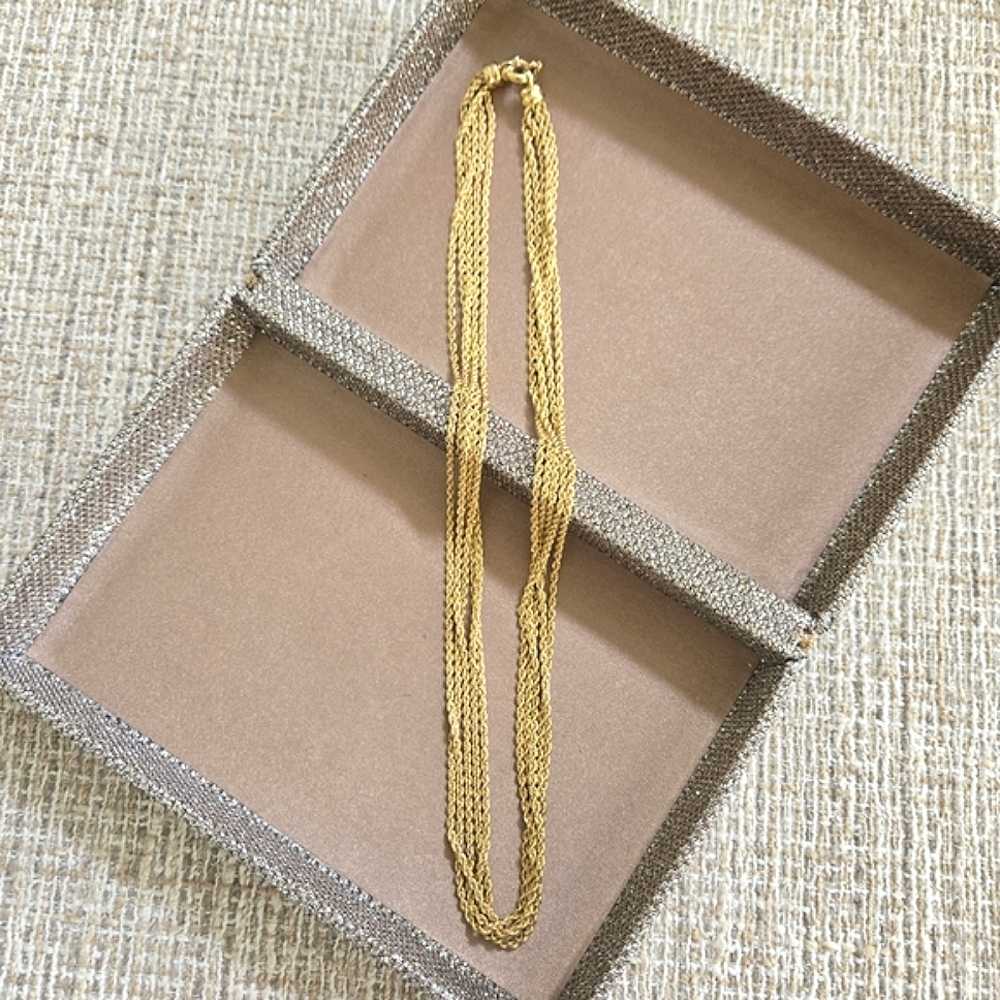 Vintage 18k Gold Twisted Rope Five Strand Necklace